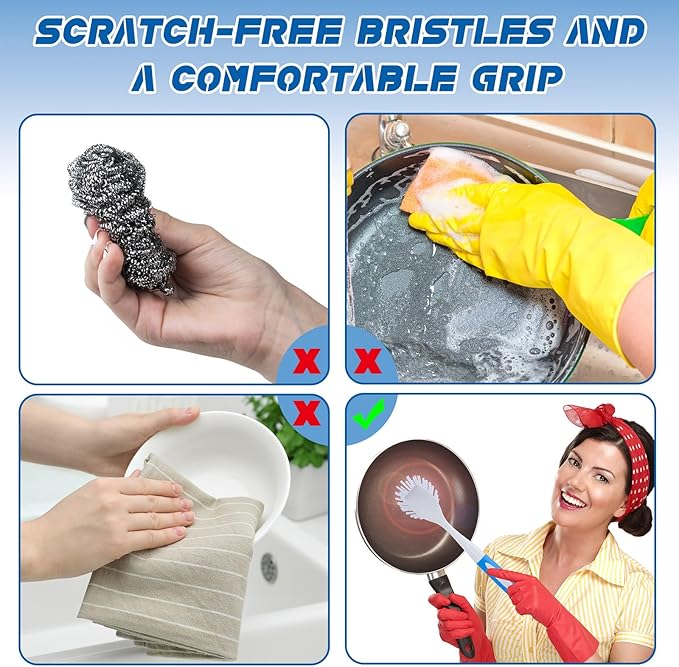 Hsei 20 Pcs Blue Kitchen Scrub Dish Brush Bulk - Image 3