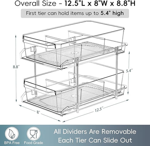 2 Tier Clear Organizer with Dividers - Image 2