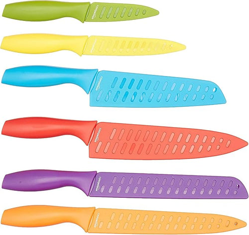 Amazon Basics Color-Coded Dishwasher Safe Kitchen Knife Set, 12-Piece - Image 2
