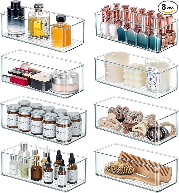 Qilinba 8 PACK Drawer Organizer Bins Bathroom Deep Drawer Silverware Organizers by QILINBA