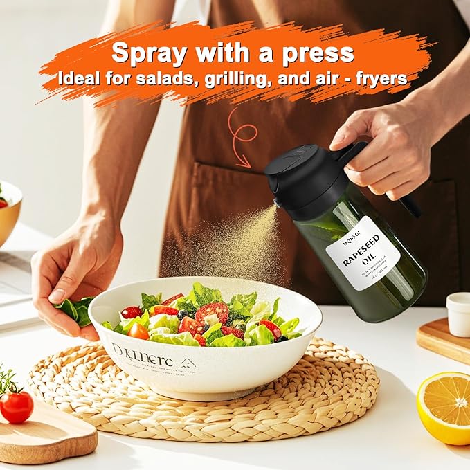 mqnxoi Oil Sprayer for Cooking, 2 in 1 Olive Oil Dispenser Bottle for Kitchen - Image 6