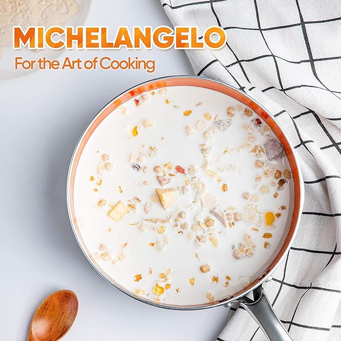 MICHELANGELO Sauce Pan with Lid, Ultra Nonstick 3 Qt Saucepan with Lid - Image 8
