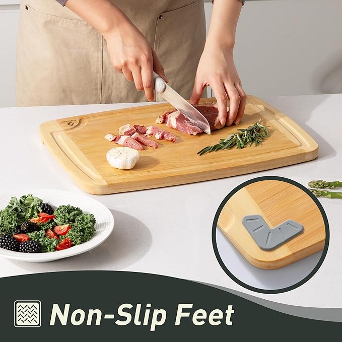 Bamboo Cutting Board Set Non Slip Feet Over Sink Brides Her Wedding Day Bridal - Image 3