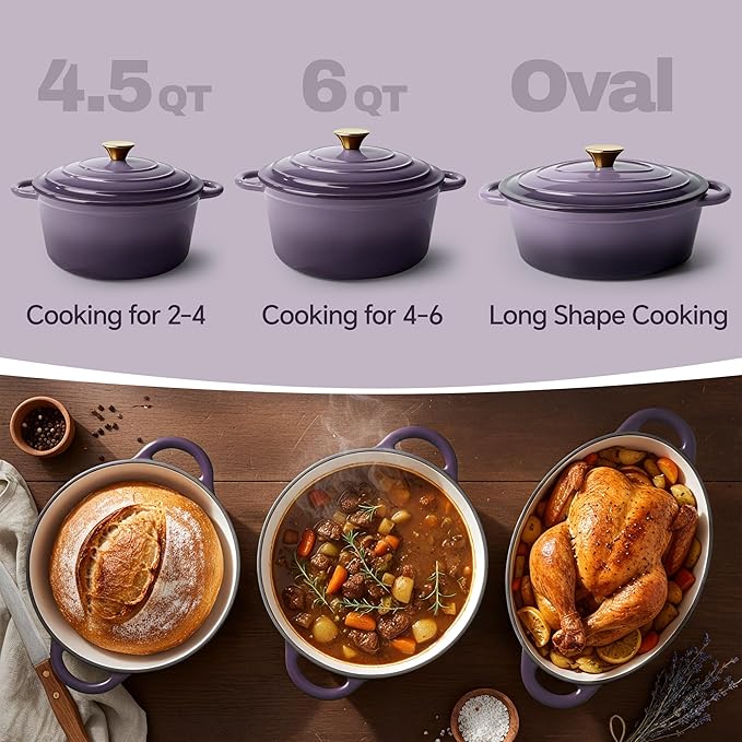 4.5 Quart Dutch Oven Pot with Lid, Non Stick Enameled Cast Iron Dutch Oven - Image 3