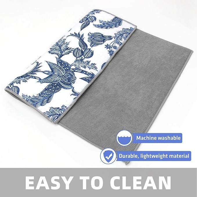 Dish Drying Mat Floral Print Microfiber kitchen drying mat, 20x15 inches - Image 4
