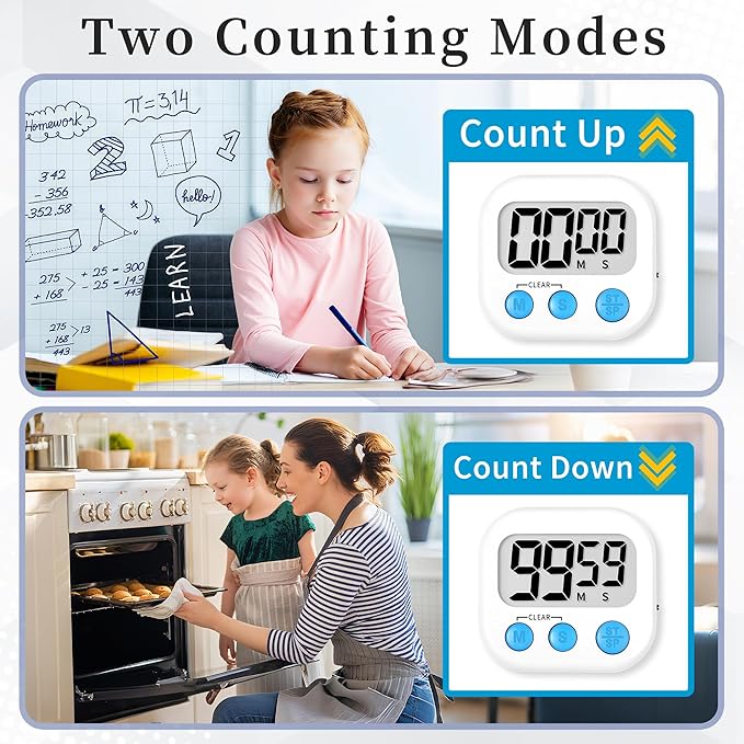 ZILLEEN 6 Pack Kitchen Timers for Cooking Digital Classroom Timers for Kids - Image 4
