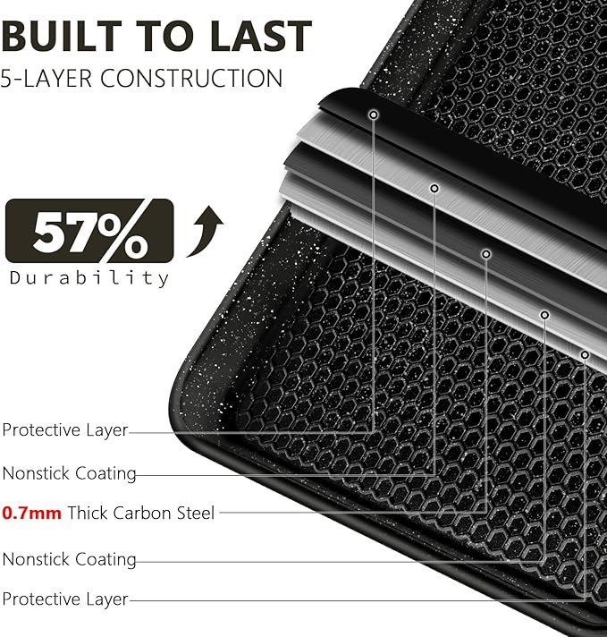 Wildone 2 Pack Half Sheet Baking Pans, Honeycomb Embossed Nonstick Baking Sheet - Image 3