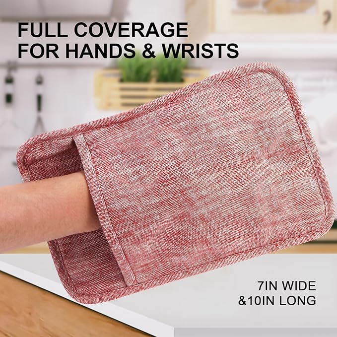 4Pcs Heat Resistant Oven Mitts & Potholders, Flexible Kitchen Accessories - Image 6