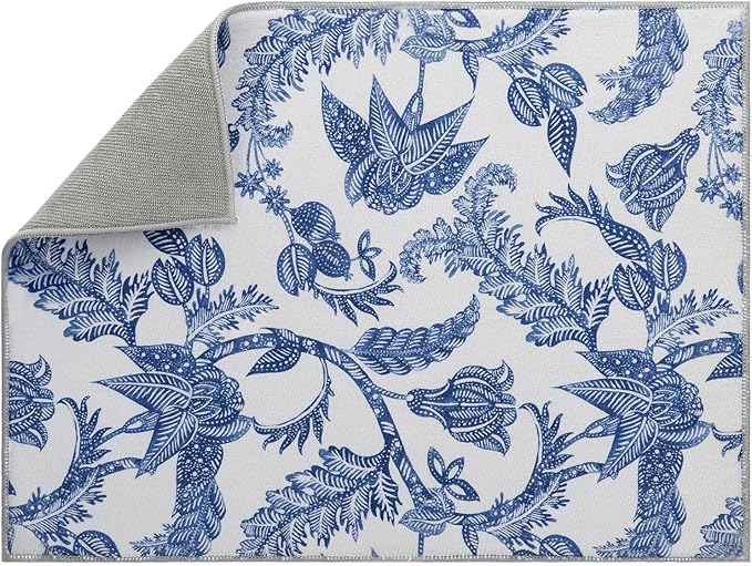 Dish Drying Mat Floral Print Microfiber kitchen drying mat, 20x15 inches by FullBeDare