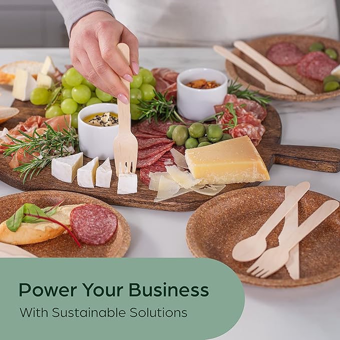 Wooden Compostable Utensils Set 6480 PCS Sturdy Wood Disposable Cutlery - Image 5