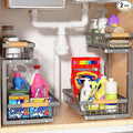 Liuoud Under Sink Organizer 2 Pack, 2 Tier Slide Out Large Capacity Height by Liuoud