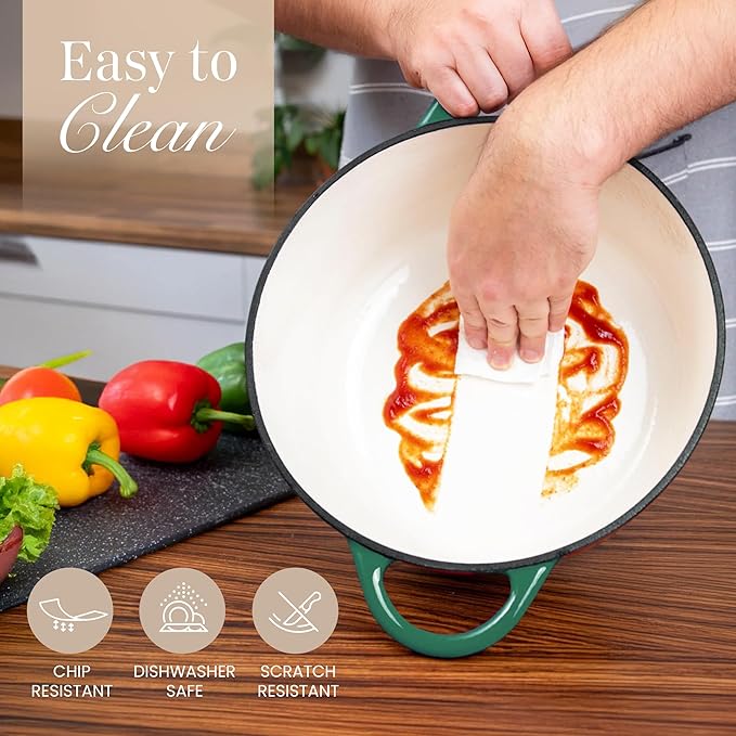 Cast Iron Dutch Oven with Lid – Non-Stick Ovenproof Enamelled Casserole Pot – - Image 9