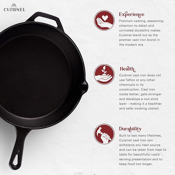 Cuisinel 12‑Inch Cast Iron Skillet – Pre‑Seasoned Frying Pan - Image 2