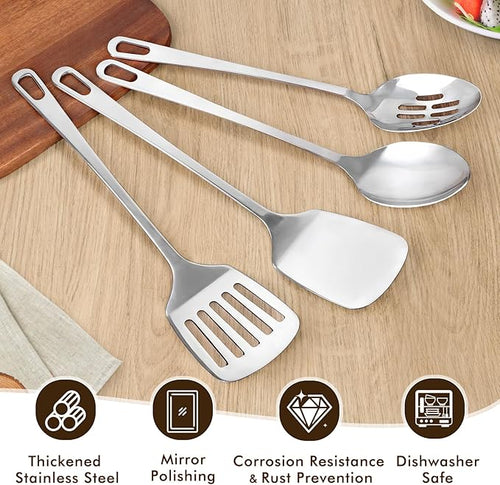 4 Pcs Cooking Utensils Set, Stainless Steel Kitchen Utensils, Heat Resistant - Image 2