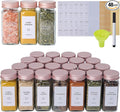 48 Pcs Glass Spice Jars with Labels and Pink Metal Caps, 4oz Empty Spice by Fiwence