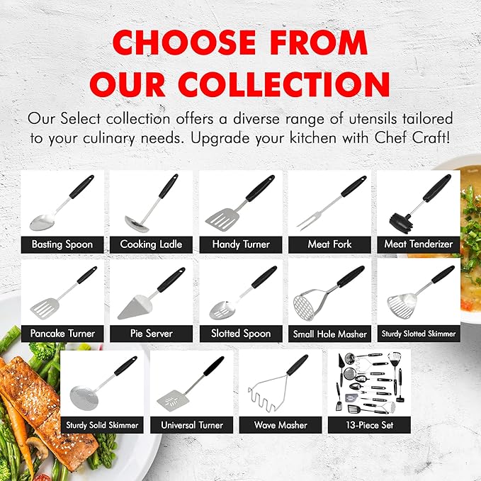 Chef Craft Select Sturdy Masher, 10.25 inch, Stainless Steel/Black - Image 7