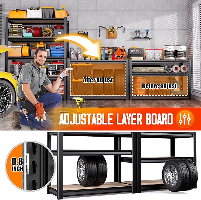 Garage Shelving-2050 lbs 5 Tier Storage Shelves, Adjustable Heavy Duty Metal - Image 4