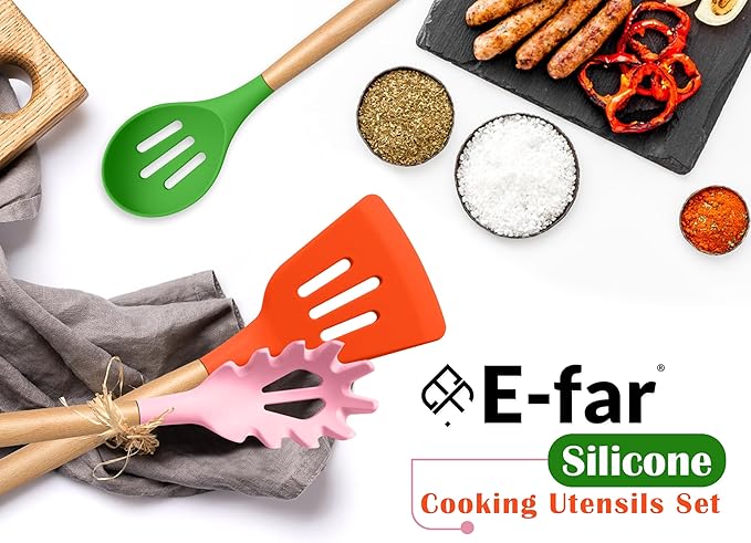 E-far Silicone Cooking Utensils Set, 10-Piece Kitchen Utensils Set - Image 7