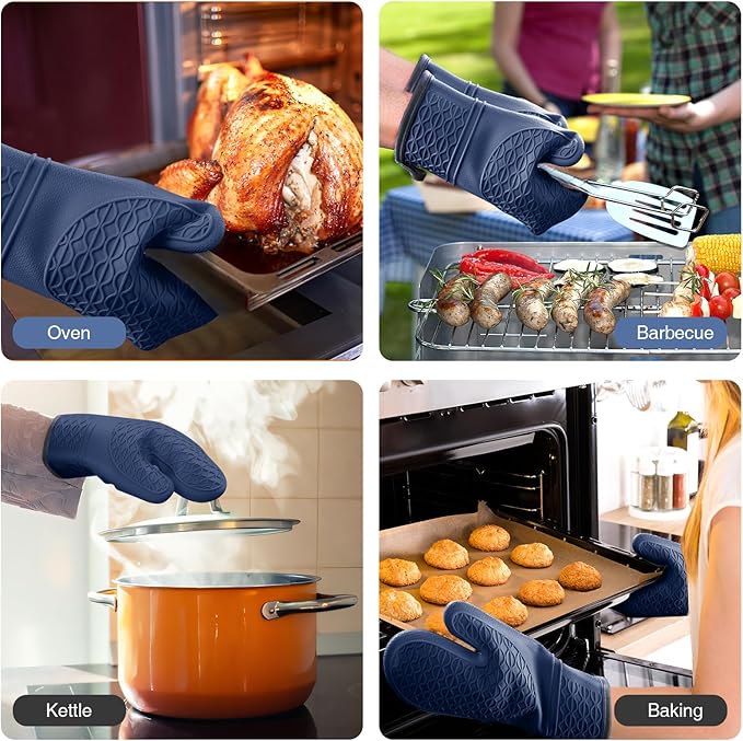 Silicone Oven Mitts, Heat Resistant 2PCS Oven Mitts - Image 6