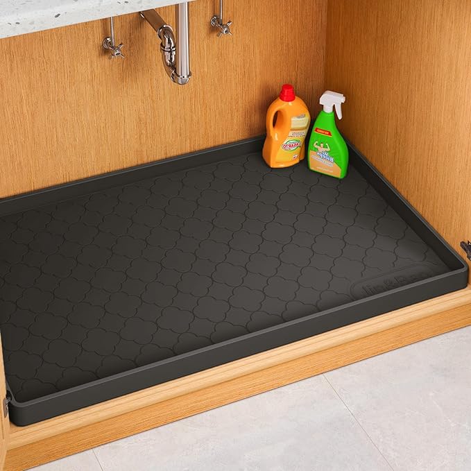 Jin&Bao Waterproof Under Sink Mat 31" x 22", Thick Silicone Mat Cabinet by Jin%26Bao