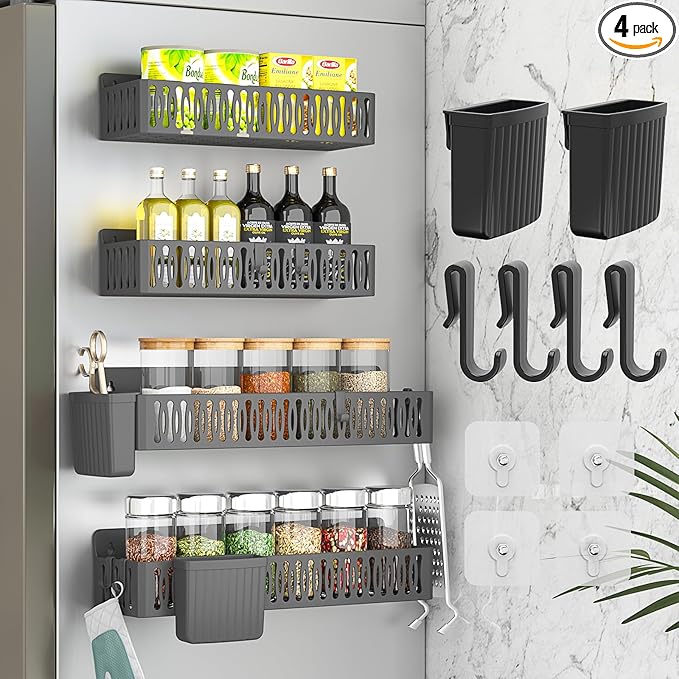 Sevenblue 4 Pack Large Magnetic Spice Rack by Sevenblue