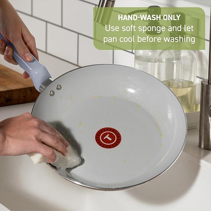 T-Fal Refresh Ceramic Nonstick Cookware Set, Oven Safe Up to 350ºF, Includes - Image 8