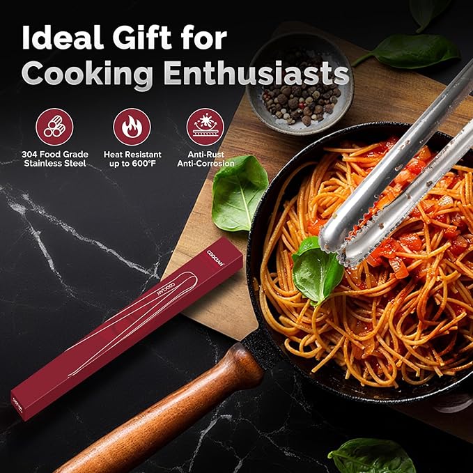 Precision Serrated Non-Slip Tips Cooking Tongs 3 Set, 18/8 Stainless Steel - Image 9
