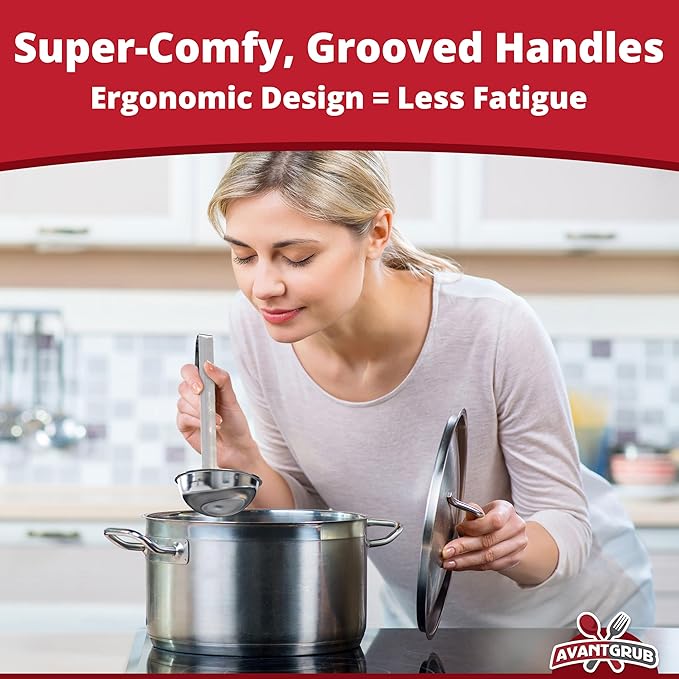 Super Sturdy, Ergonomic 6 Oz. Soup Ladle 3 Pk. Stainless Steel Ladles - Image 5