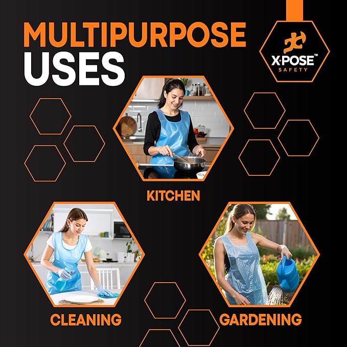 Xpose Safety 5000 Blue Plastic Disposable Aprons - Image 2