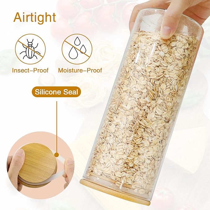 BGraceyy Glass Jars with Bamboo Lids, 58 oz 3 Pcs Kitchen Glass Containers with - Image 4
