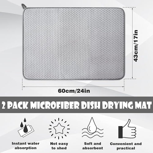 2 Pack Microfiber Dish Drying Mat, 24 x 17 inch Super Absorbent Drying Pad - Image 2