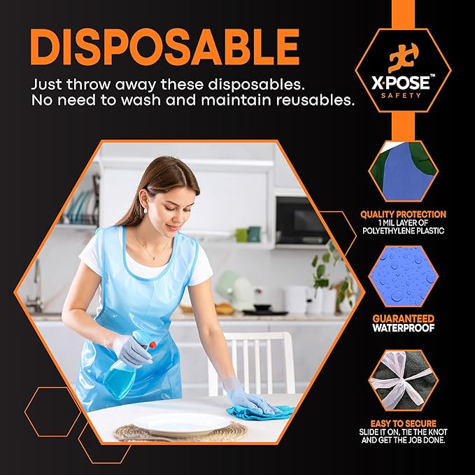 Xpose Safety 100 Blue Plastic Disposable Aprons - Image 4