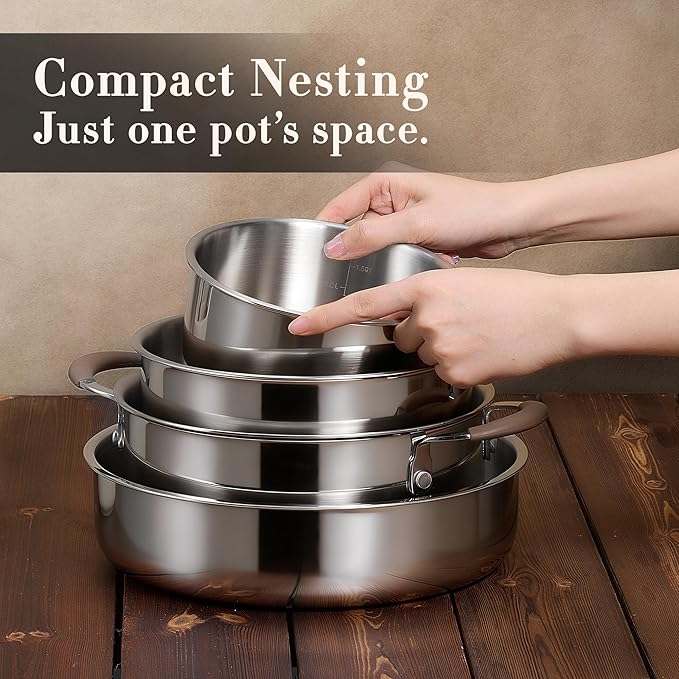 CAROTE 13 PCS Tri-Ply Stainless Steel Cookware Set - Image 7
