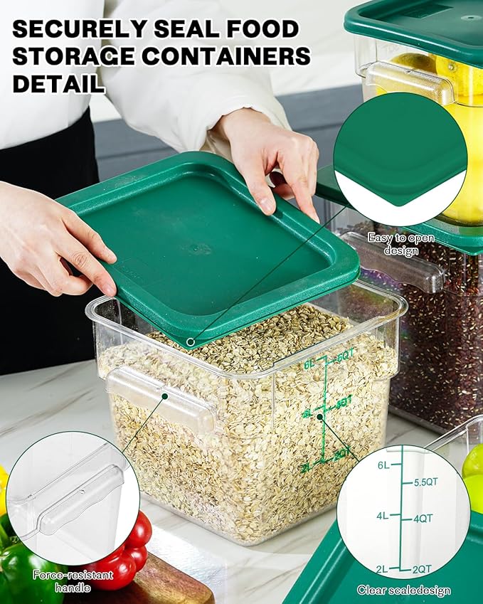 2QT NSF Food Storage Containers: 2 PCS Commercial Clear Square Food Storage - Image 8