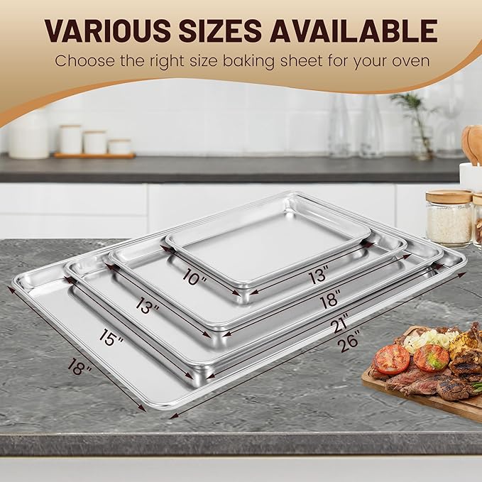 BIEAMA 12 Pack Full Size Baking Sheet Pan Aluminum Commercial Pan - Image 8