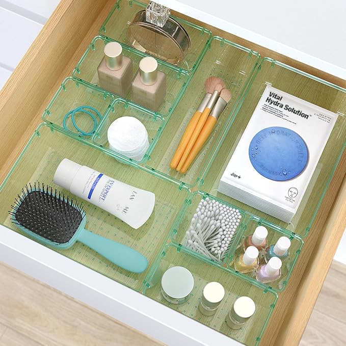 StorMiracle 33 PCS Clear Plastic Drawer Organizers Set, 4 Size Desk Drawer - Image 5
