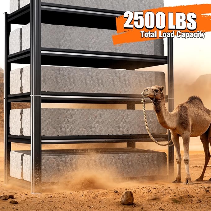 71" Hx35 Wx16 DMetal Garage Shelving-2500LBS 5 Tier Storage Shelves, Adjustable - Image 4