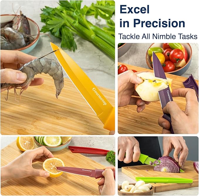 Gourmetop Paring Knife with Cover, Paring Knives Set of 4, 3.8" Paring Knife - Image 5