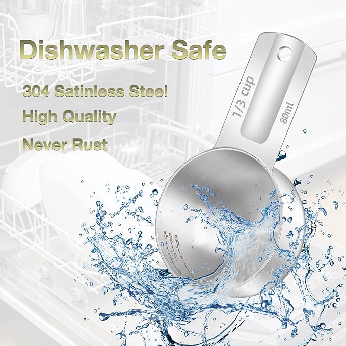 1PCS 1/3Cup Single Measuring Cup, Etched Inner Scale Stainless Steel Measure - Image 6