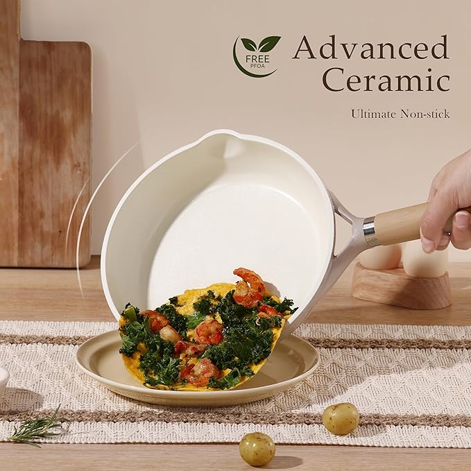CAROTE 8" Ceramic Frying Pan Skillet, Non Stick Frying Pan Chef's Pan, Healthy - Image 3