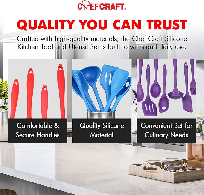 Chef Craft 42077 7 Piece Silicone Kitchen Tool and Utensil Set - Image 6