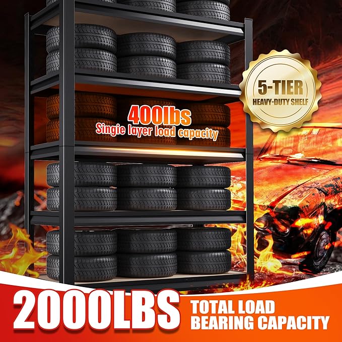 Set of 3 Garage Shelving-2050LBS 5 Tier Storage Shelves, Adjustable Heavy Duty - Image 7