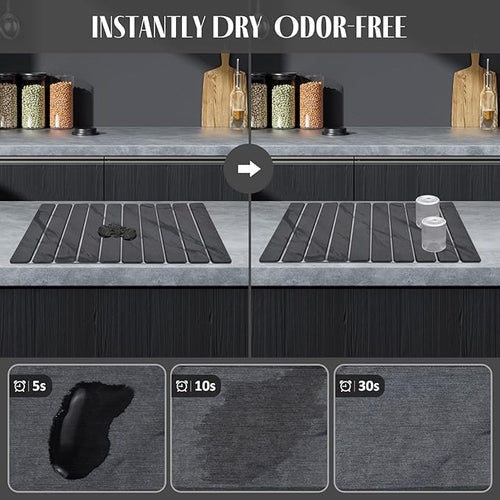 2 PCS Stone Dish Drying Mat for Kitchen Counter, Fast Drying Collapsible Dish - Image 2