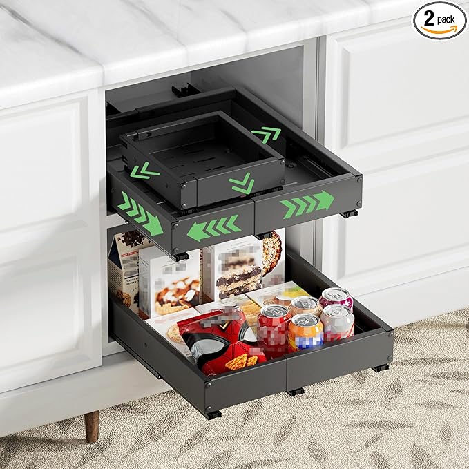 2 Pack Pull out Cabinet Organizer, Width Depth, by BUFOR