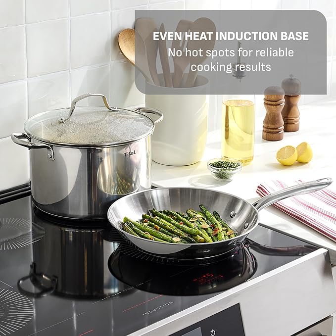 T-fal Stainless Steel Pots and Pans Set 11 Piece, Oven Broiler Safe 500F - Image 7
