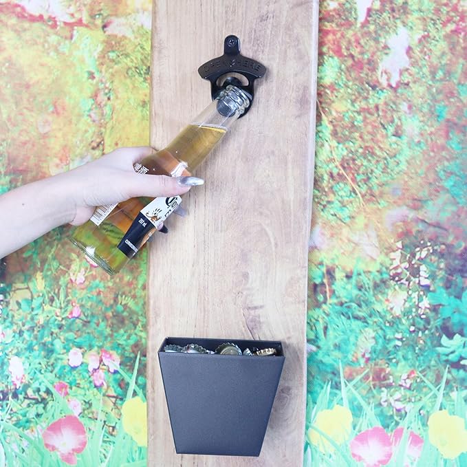 Black Beer Bottle Cap Opener Wall Mounted, Stainless Cooler Mounted Soda Top - Image 4