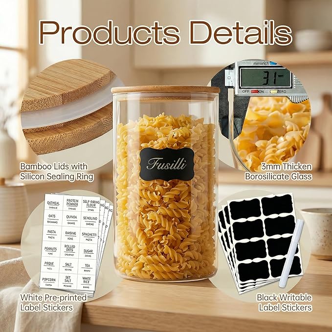 HomArtist Extra Large Glass Flour and Sugar Storage Containers - Image 4