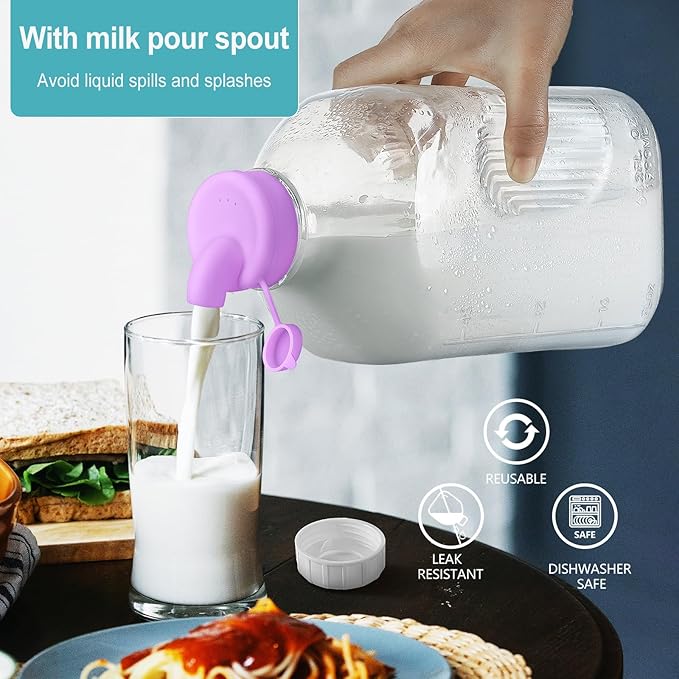 Ritayedet 3 Pack 64 Oz Heavy Duty Glass Milk Bottle - Image 3