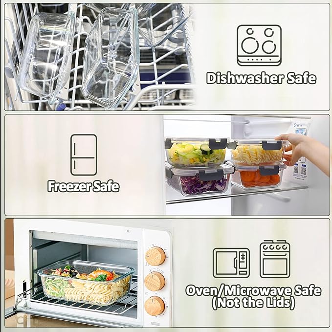 Glass Meal Prep Containers, MCIRCO Glass Food Storage Containers, Airtight - Image 4