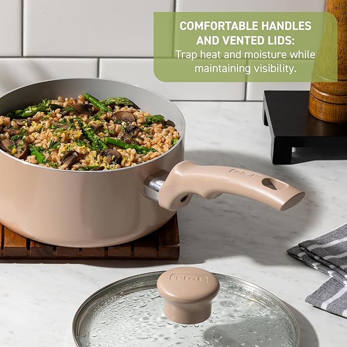 T-Fal Refresh Ceramic Nonstick Cookware Set, Oven Safe to 350°F, Includes - Image 5